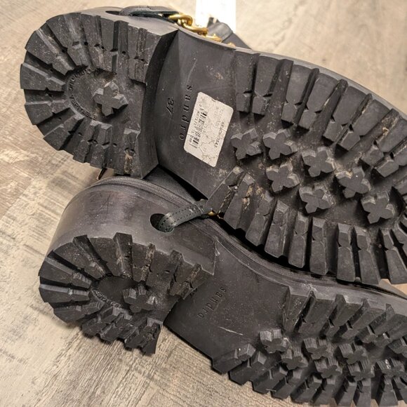 Sandro Chunky booties with gold chain size 37 - Picture 2 of 3